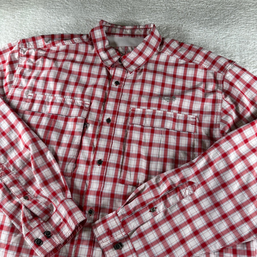 Scheels Outfitters Vented Fishing Shirt Sz‎ Large Long Sleeve Button Up Red Men
